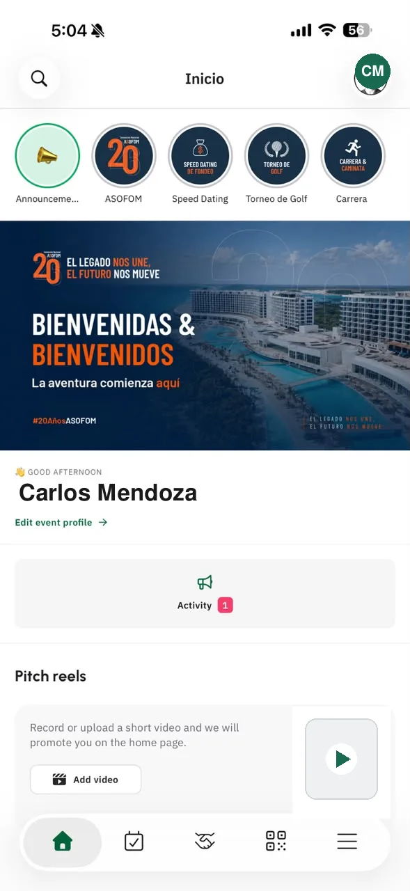 Inicio: todo el evento de un vistazo